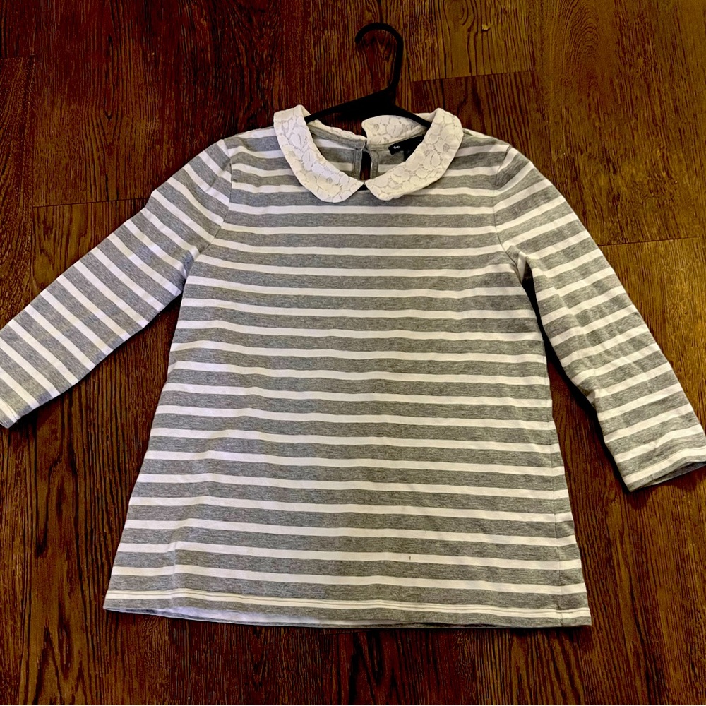 Gap Striped Shirt with White Lace Collar